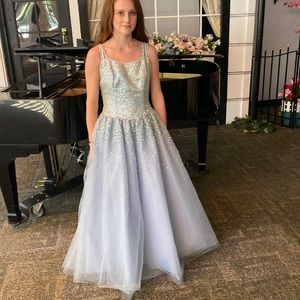 Blue sequin formal dress.